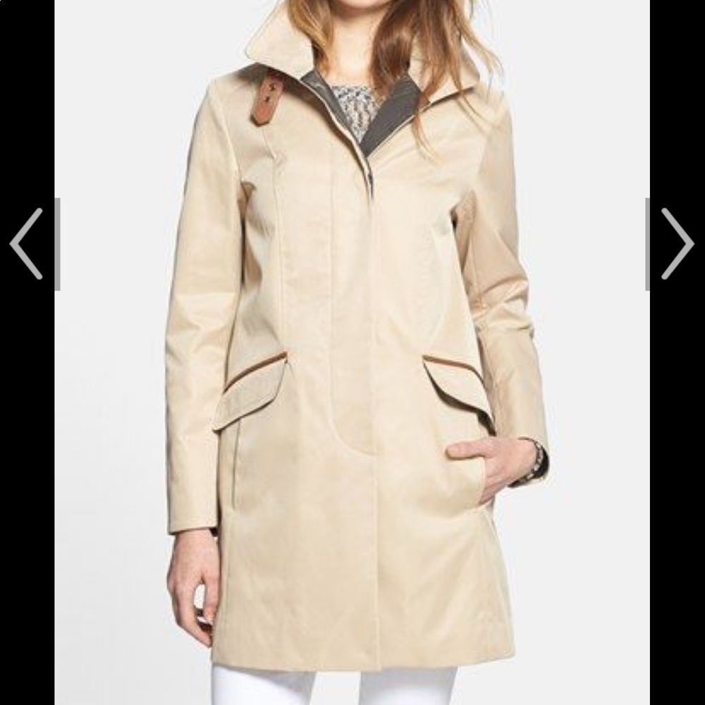 Cole Haan Leather Trim A-Line Coat